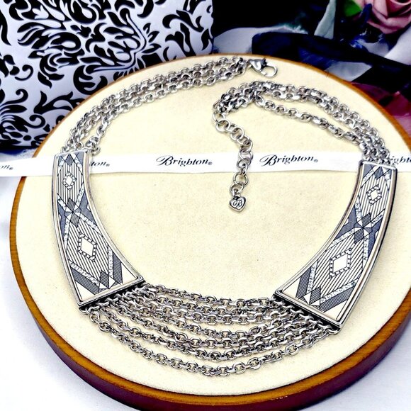 Brighton Kenya Multi Strand Statement Collar Necklace Silver-plated - Picture 1 of 12